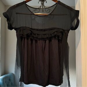 ALPHA STUDIO Sheer Ribbon Top